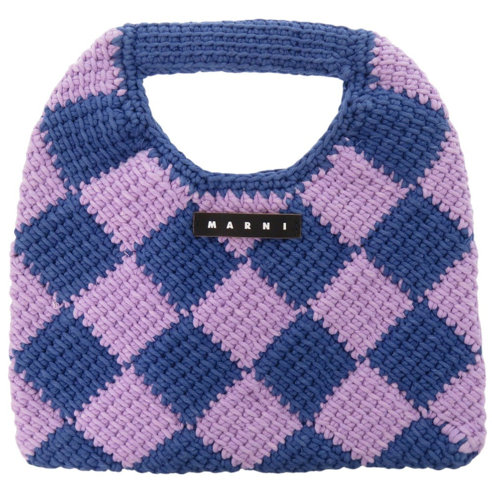 美品 マルニ ダイアモンドクロシェ かぎ針編み M00995 M00RP アクリル ブルー/パープル ハンドバッグ 青 紫 2021【中古】MARNI