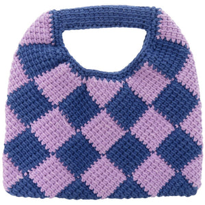 美品 マルニ ダイアモンドクロシェ かぎ針編み M00995 M00RP アクリル ブルー/パープル ハンドバッグ 青 紫 2021【中古】MARNI