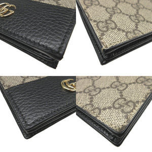 新品同様 グッチ GGマーモント 658610 GGスプリーム レザー ベージュ ブラック 黒 2つ折り財布 財布 2025【中古】GUCCI