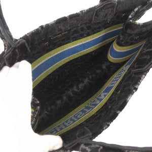 美品 クリスチャンディオール ベロア レオパード ブックトート Mサイズ ベロア ブラック 0003【中古】Christian Dior