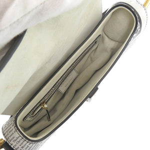 新品同様 クリスチャンディオール ニュースペーパー サドルバッグ レザー ブラック ホワイト 2wayハンドバッグ 黒 0020【中古】Christian Dior