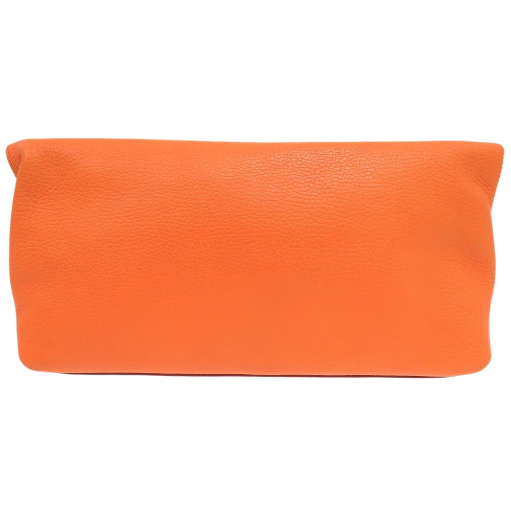 美品 アレキサンダーマックイーン スカル 装飾 クラッチバッグ ゴールド金具 レザー オレンジ 0029【中古】Alexander McQueen