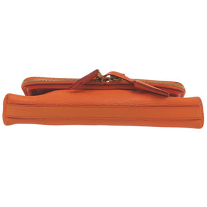 美品 アレキサンダーマックイーン スカル 装飾 クラッチバッグ ゴールド金具 レザー オレンジ 0029【中古】Alexander McQueen