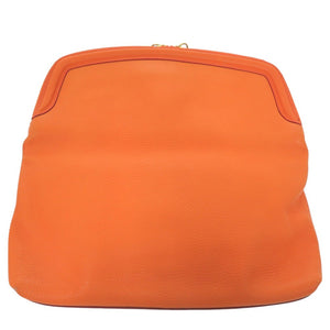 美品 アレキサンダーマックイーン スカル 装飾 クラッチバッグ ゴールド金具 レザー オレンジ 0029【中古】Alexander McQueen