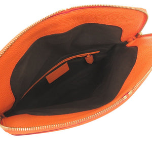 美品 アレキサンダーマックイーン スカル 装飾 クラッチバッグ ゴールド金具 レザー オレンジ 0029【中古】Alexander McQueen