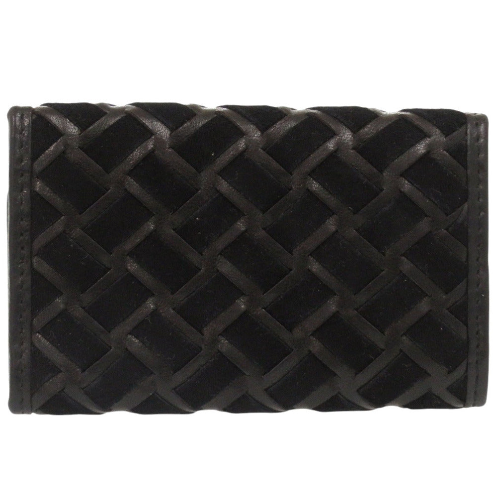 美品 バリー 3連キーケース レザー/スウェード ブラック キーケース 黒 0039【中古】BALLY