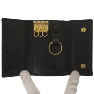 美品 バリー 3連キーケース レザー/スウェード ブラック キーケース 黒 0039【中古】BALLY