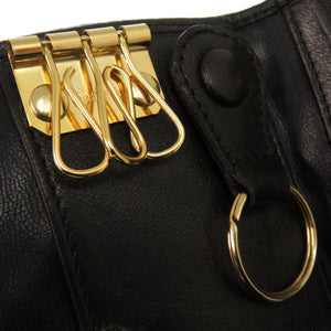 美品 バリー 3連キーケース レザー/スウェード ブラック キーケース 黒 0039【中古】BALLY