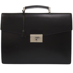 美品 プラダ レザー ブラック ビジネスバッグ ブリーフケース 書類カバン 黒 0040【中古】PRADA