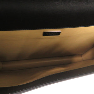 美品 プラダ レザー ブラック ビジネスバッグ ブリーフケース 書類カバン 黒 0040【中古】PRADA