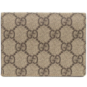 美品 グッチ 鳥 刺繍 456867 GGスプリーム ベージュ 二つ折り財布 0045【中古】GUCCI