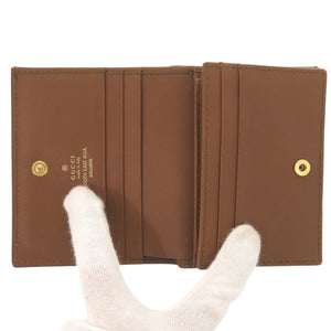 美品 グッチ 鳥 刺繍 456867 GGスプリーム ベージュ 二つ折り財布 0045【中古】GUCCI