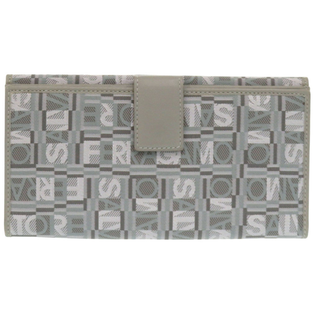 美品 サルヴァトーレフェラガモ JV-22 8249 レザー/キャンバス グレー 長財布 0072【中古】Salvatore Ferragamo