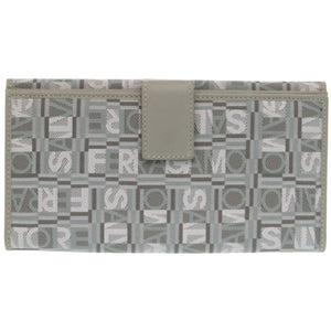 美品 サルヴァトーレフェラガモ JV-22 8249 レザー/キャンバス グレー 長財布 0072【中古】Salvatore Ferragamo