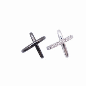 美品 ミキモト クロス K18WG ダイヤモンド ネックレス K18ホワイトゴールド/ダイヤモンド ブラックコーテイング ジュエリー 0098【中古】MIKIMOTO レディース