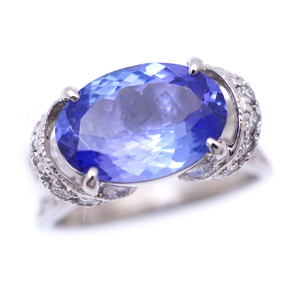 タンザナイト2.54ct ダイヤ0.45ct Pt900 リング プラチナ 指輪 ダイヤモンド プラチナ 8号 ジュエリー 0101【中古】レディース