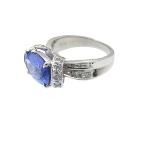 タンザナイト2.54ct ダイヤ0.45ct Pt900 リング プラチナ 指輪 ダイヤモンド プラチナ 8号 ジュエリー 0101【中古】レディース