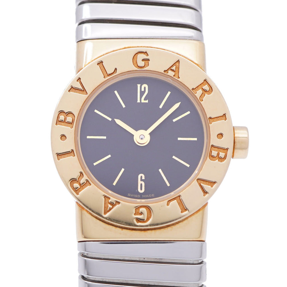 美品 ブルガリ トゥボガス YG/SS BB192T クオーツ 腕時計 K18イエローゴールド ブラック 黒文字盤 0107【中古】BVLGARI レディース