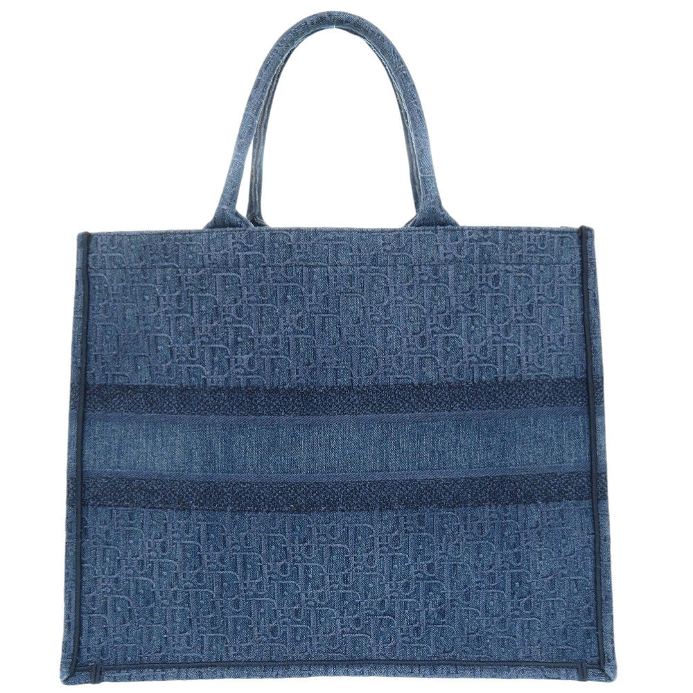 美品 クリスチャンディオール オブリーク ブックトート ラージ M1286ZWAL デニム ブルー トートバッグ 0150【中古】Christian Dior