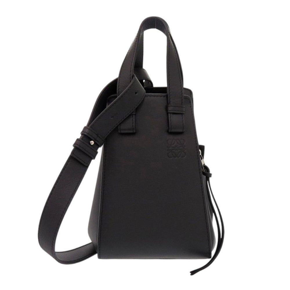 新品同様 ロエベ ハンモック コンパクト A538H13X10 クラシックカーフ ブラック 2wayハンドバッグ 黒 0151【中古】LOEWE