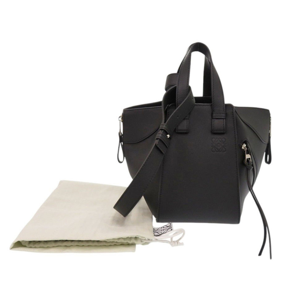 新品同様 ロエベ ハンモック コンパクト A538H13X10 クラシックカーフ ブラック 2wayハンドバッグ 黒 0151【中古】LOEWE