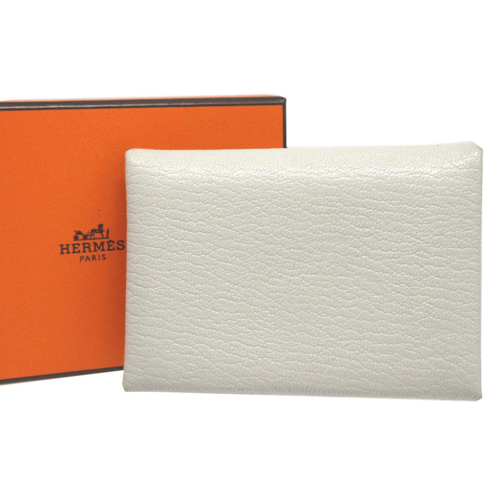 美品 エルメス カルヴィデュオ シェーブルメゾール W刻印(2024年製) パールグレー カード コインケース 0160【中古】HERMES