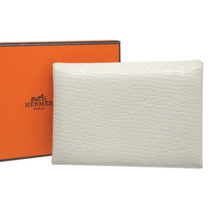 美品 エルメス カルヴィデュオ シェーブルメゾール W刻印(2024年製) パールグレー カード コインケース 0160【中古】HERMES