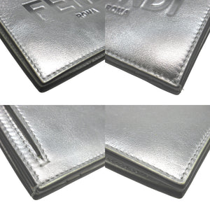 新品同様 フェンディ コンパクトウォレット 8M0468 レザー シルバー 2つ折り財布 財布 0162【中古】FENDI