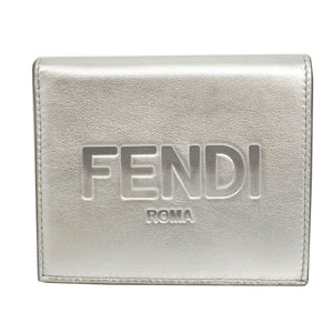 新品同様 フェンディ コンパクトウォレット 8M0468 レザー シルバー 2つ折り財布 財布 0162【中古】FENDI