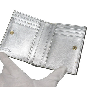 新品同様 フェンディ コンパクトウォレット 8M0468 レザー シルバー 2つ折り財布 財布 0162【中古】FENDI