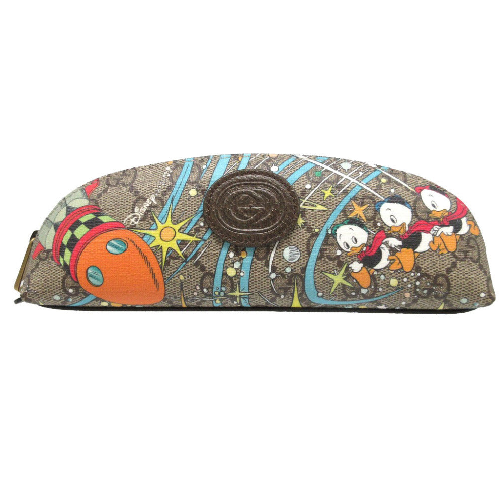 未使用 グッチ 662129 ディズニーコラボ ドナルドダック GGスプリーム レザー ベージュ ブラウン 茶 筆箱 ペンケース 0167【中古】GUCCI