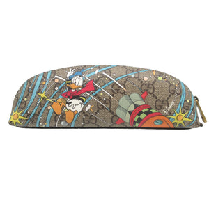 未使用 グッチ 662129 ディズニーコラボ ドナルドダック GGスプリーム レザー ベージュ ブラウン 茶 筆箱 ペンケース 0167【中古】GUCCI