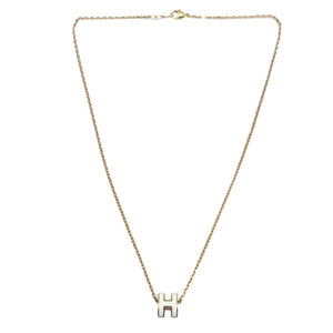 新品同様 エルメス ミニ ポップアッシュH メタル ホワイト 白 ゴールド ネックレス 0178【中古】HERMES