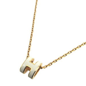 新品同様 エルメス ミニ ポップアッシュH メタル ホワイト 白 ゴールド ネックレス 0178【中古】HERMES