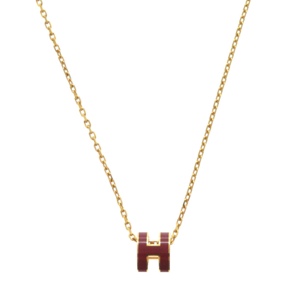 新品同様 エルメス ミニポップアッシュH メタル ボルドー ネックレス 0182【中古】HERMES