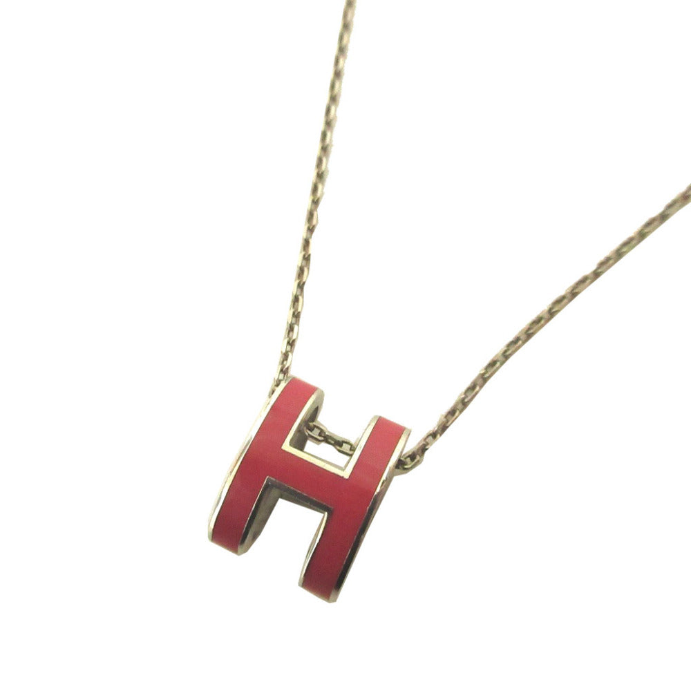 美品 エルメス ポップアッシュ ポップH メタル ローズエクストリーム シルバー ネックレス 0183【中古】HERMES
