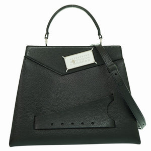メゾン マルジェラ スナッチト ミディアム ショルダー ハンドバッグ レザー ブラック ストラップ 黒 0192【中古】Maison Margiela