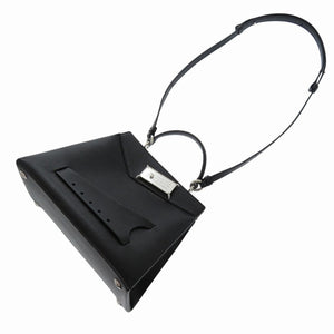 メゾン マルジェラ スナッチト ミディアム ショルダー ハンドバッグ レザー ブラック ストラップ 黒 0192【中古】Maison Margiela