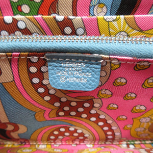 美品 エルメス アザップロング シルクイン B刻印(2023年製) ヴォーエプソン ブルージーン ラウンドファスナー長財布 財布 0212【中古】HERMES