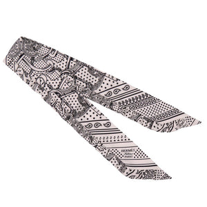 未使用品 エルメス ツイリー フリル スカーフ ギャザーブレード 総柄 エプロンドール バンダナ EPERON D'OR 852978S シルク BLANC 0214【中古】HERMES