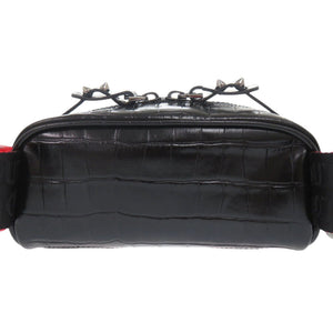 新品同様 クリスチャンルブタン ブラスター クロコ型押し 型押しレザー ブラック レッド ボディバッグ 0220【中古】Christian Louboutin メンズ