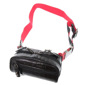 新品同様 クリスチャンルブタン ブラスター クロコ型押し 型押しレザー ブラック レッド ボディバッグ 0220【中古】Christian Louboutin メンズ