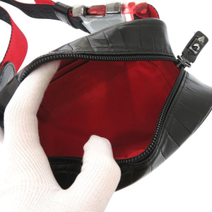 新品同様 クリスチャンルブタン ブラスター クロコ型押し 型押しレザー ブラック レッド ボディバッグ 0220【中古】Christian Louboutin メンズ