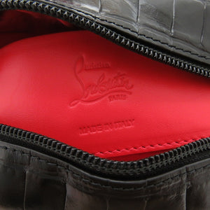 新品同様 クリスチャンルブタン ブラスター クロコ型押し 型押しレザー ブラック レッド ボディバッグ 0220【中古】Christian Louboutin メンズ