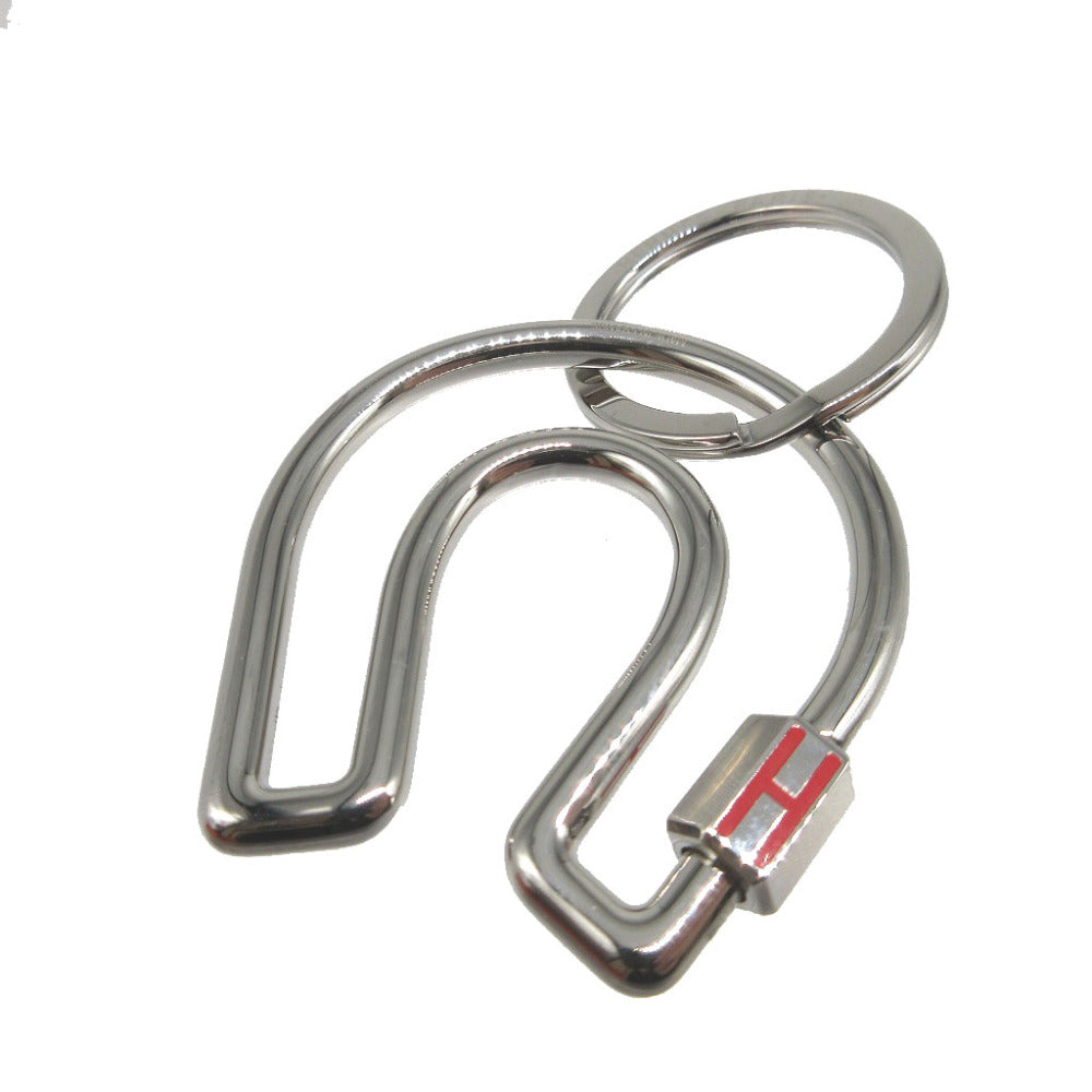 新品同様 エルメス フェール ア シュバル メタル シルバー キーリング キーホルダー 0244【中古】HERMES