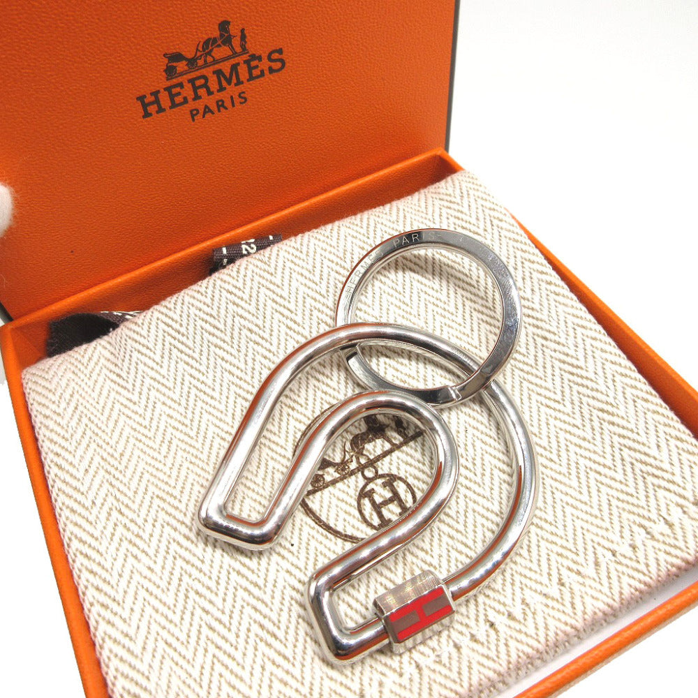 新品同様 エルメス フェール ア シュバル メタル シルバー キーリング キーホルダー 0244【中古】HERMES