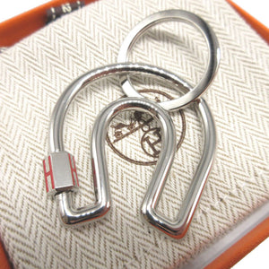 新品同様 エルメス フェール ア シュバル メタル シルバー キーリング キーホルダー 0244【中古】HERMES