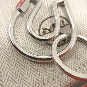 新品同様 エルメス フェール ア シュバル メタル シルバー キーリング キーホルダー 0244【中古】HERMES