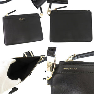 美品 VIV SKIN DENTELLE ハンドバッグ カットワーク レース ポーチ付き 花柄 フラワー レザー ブラック 0250【中古】ROGER VIVIER