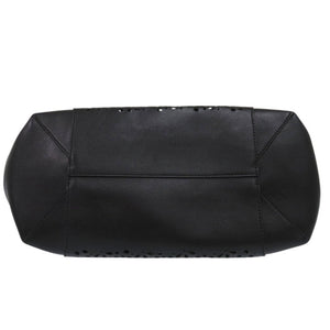 美品 VIV SKIN DENTELLE ハンドバッグ カットワーク レース ポーチ付き 花柄 フラワー レザー ブラック 0250【中古】ROGER VIVIER